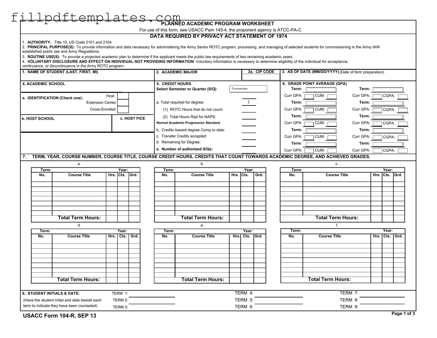 Fill a Valid 104 R Template