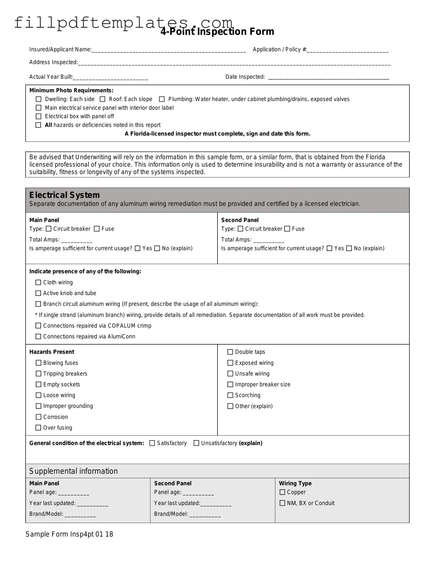 Fill a Valid 4 Point Inspection Template