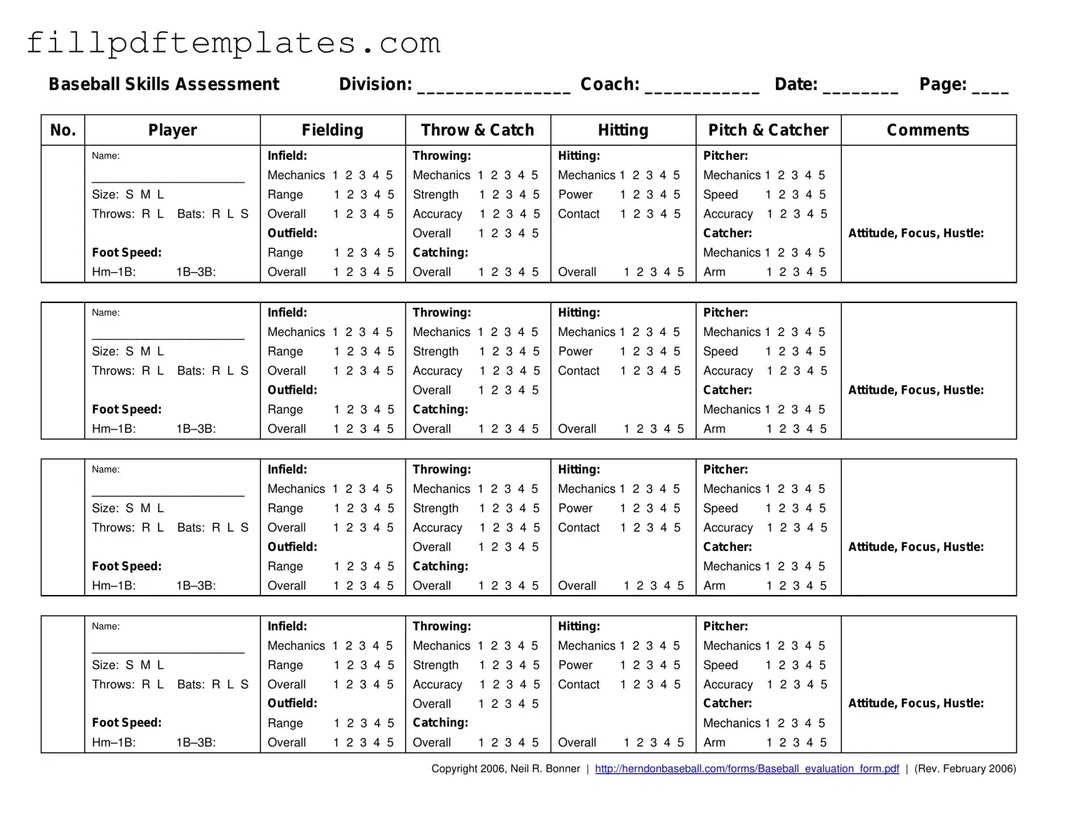 Fill a Valid Baseball Assessment Template
