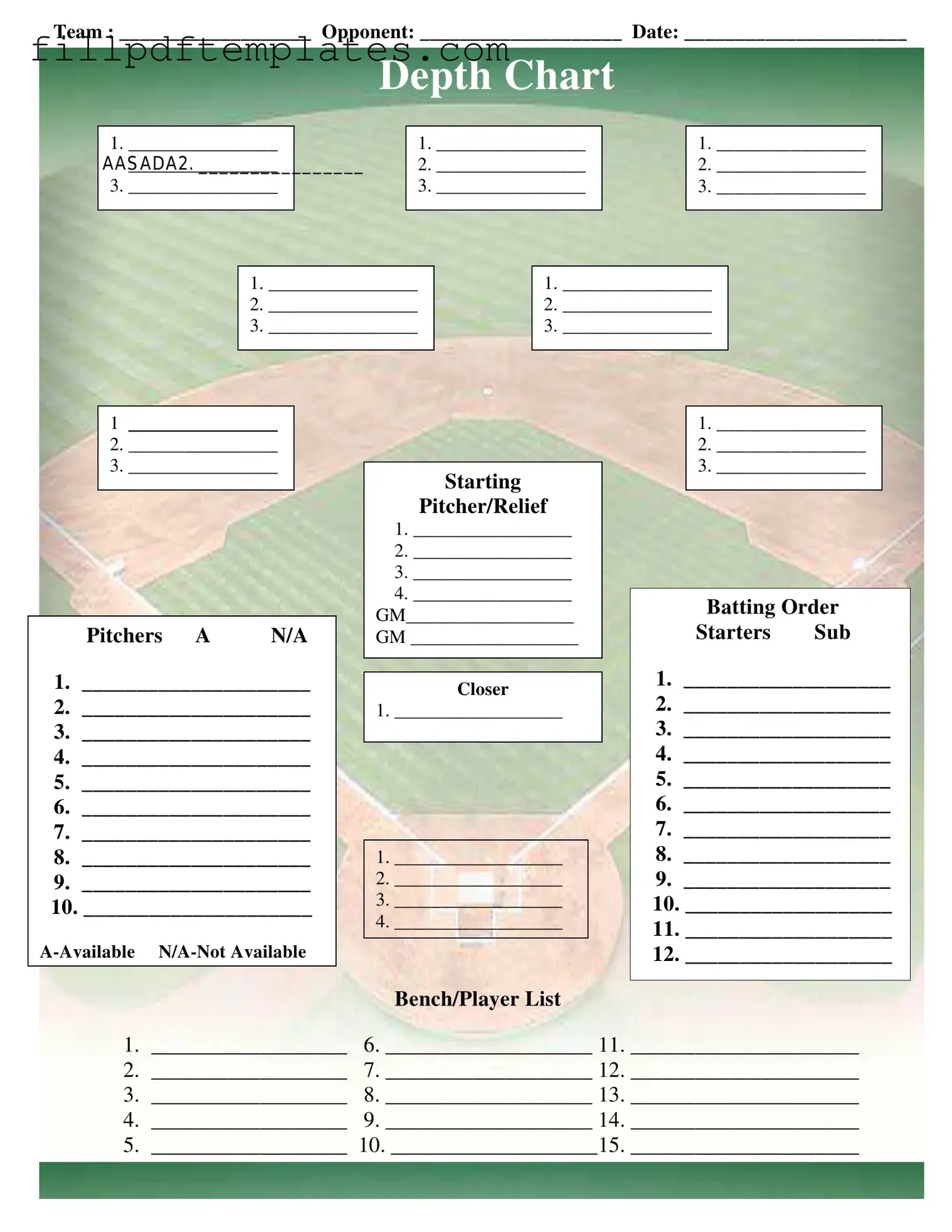 Fill a Valid Baseball Field Lineup Template