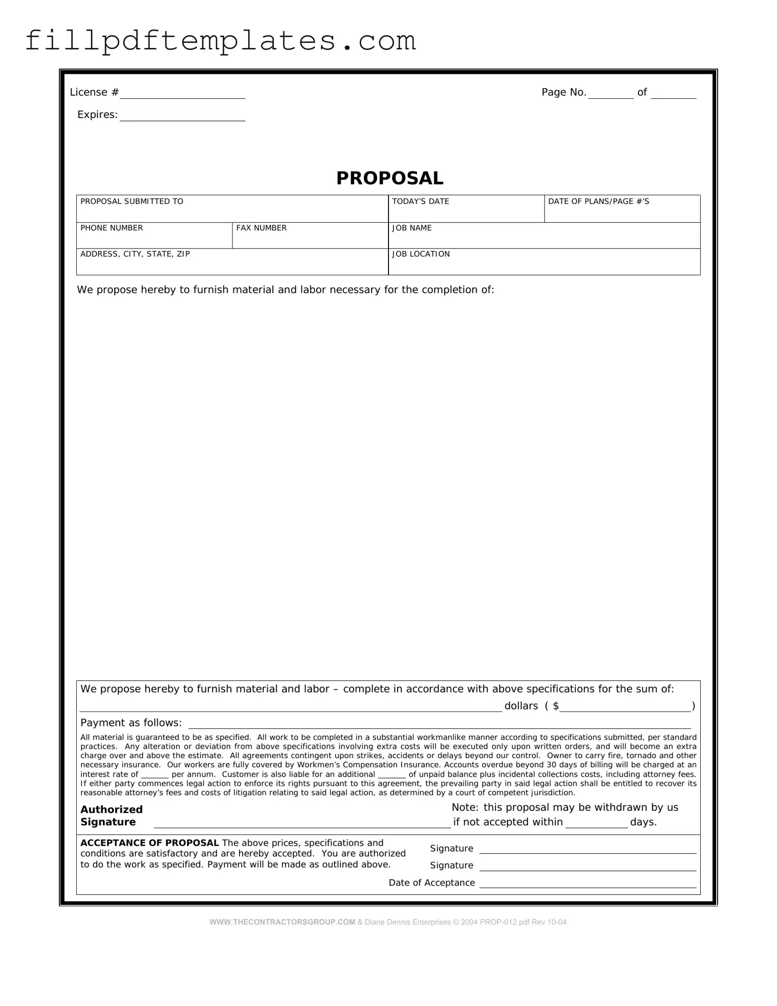 Fill a Valid Construction proposal form Template