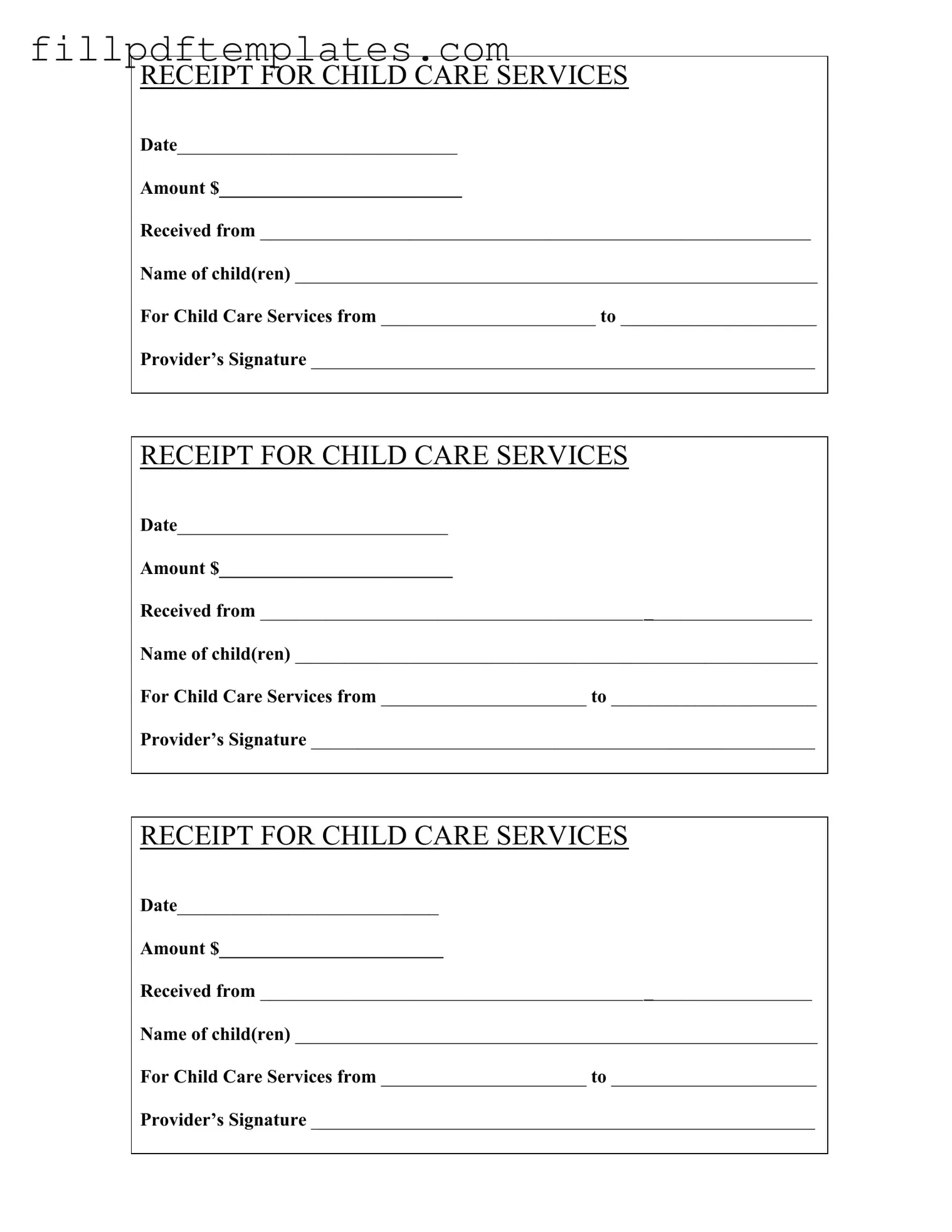 Fill a Valid Childcare Receipt Template