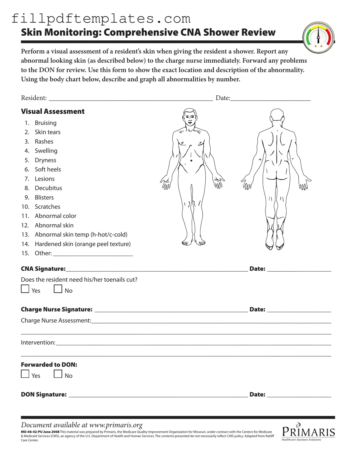 Fill a Valid Cna Shower Sheets Template