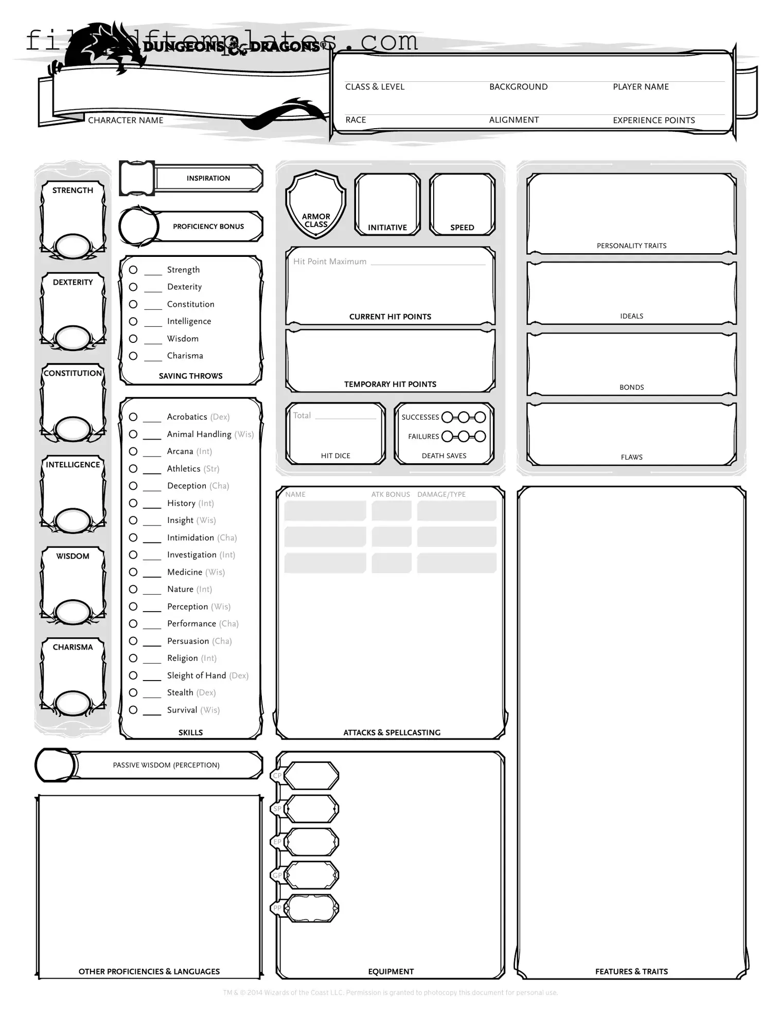Fill a Valid Dnd Character Sheet Template