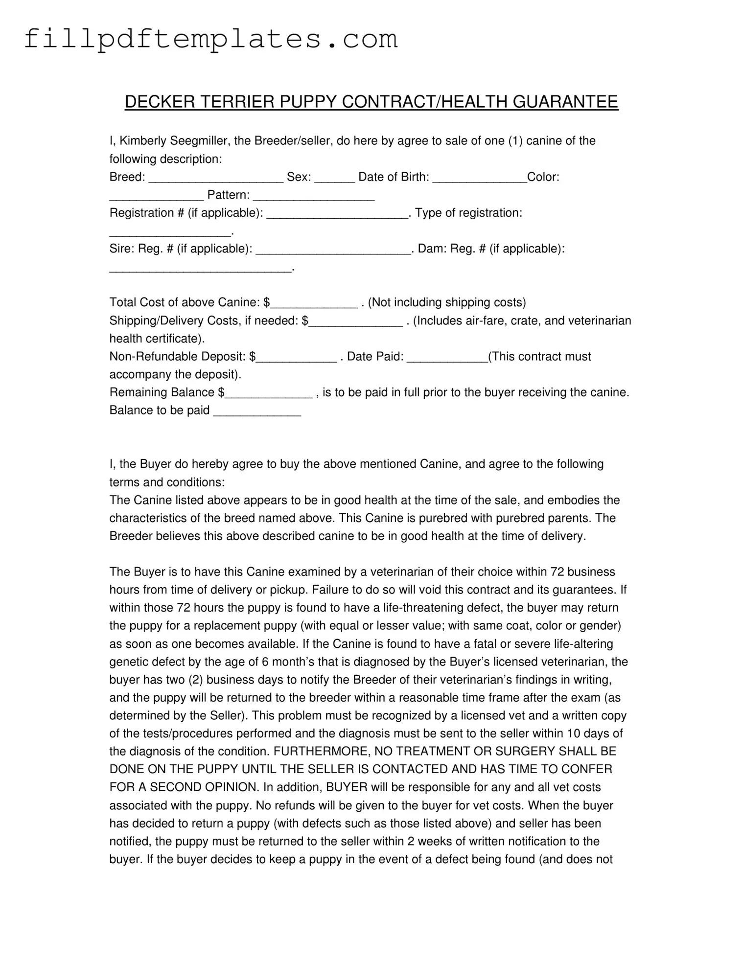 Fill a Valid Health Guarantee Template