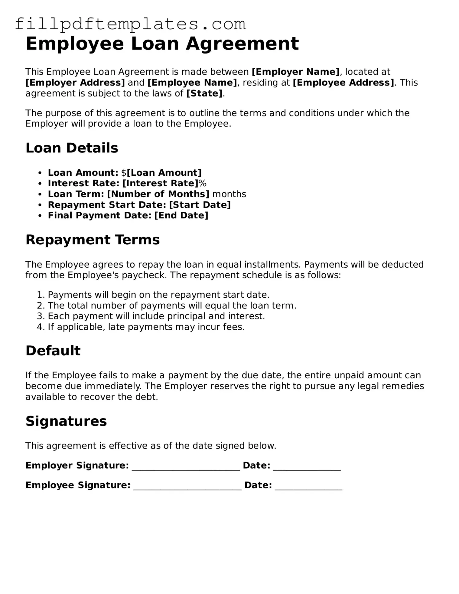 Valid Employee Loan Agreement Form