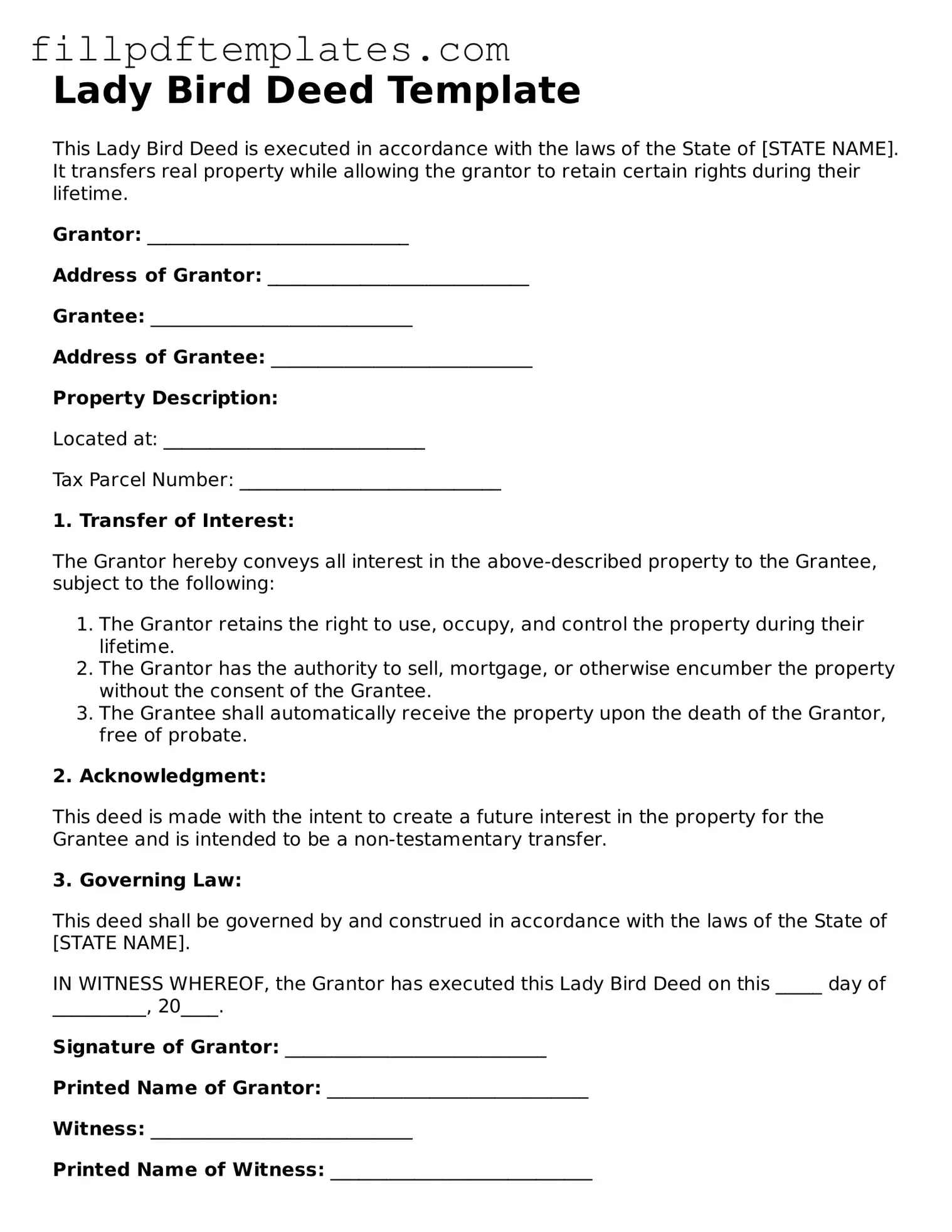 Valid Lady Bird Deed Form