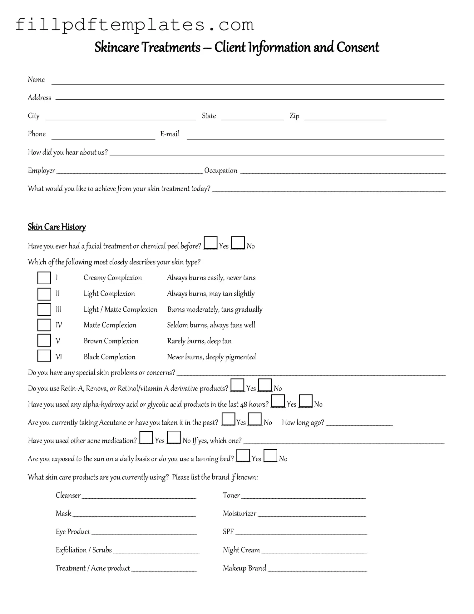 Fill a Valid Facial Consent Template