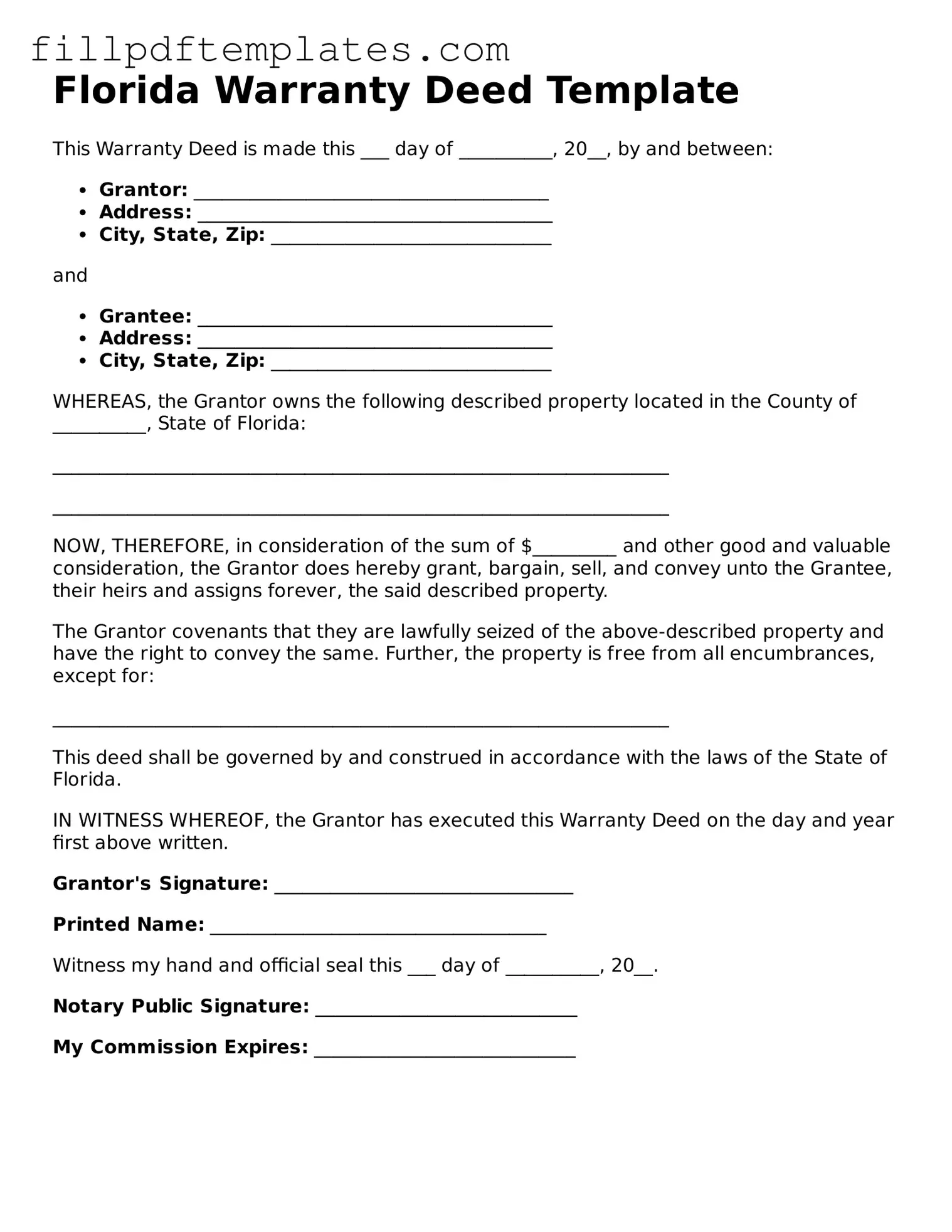 Blank Florida Deed Form