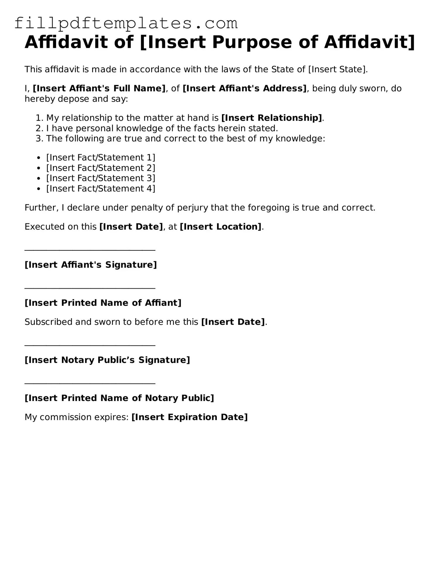 Valid Affidavit Form