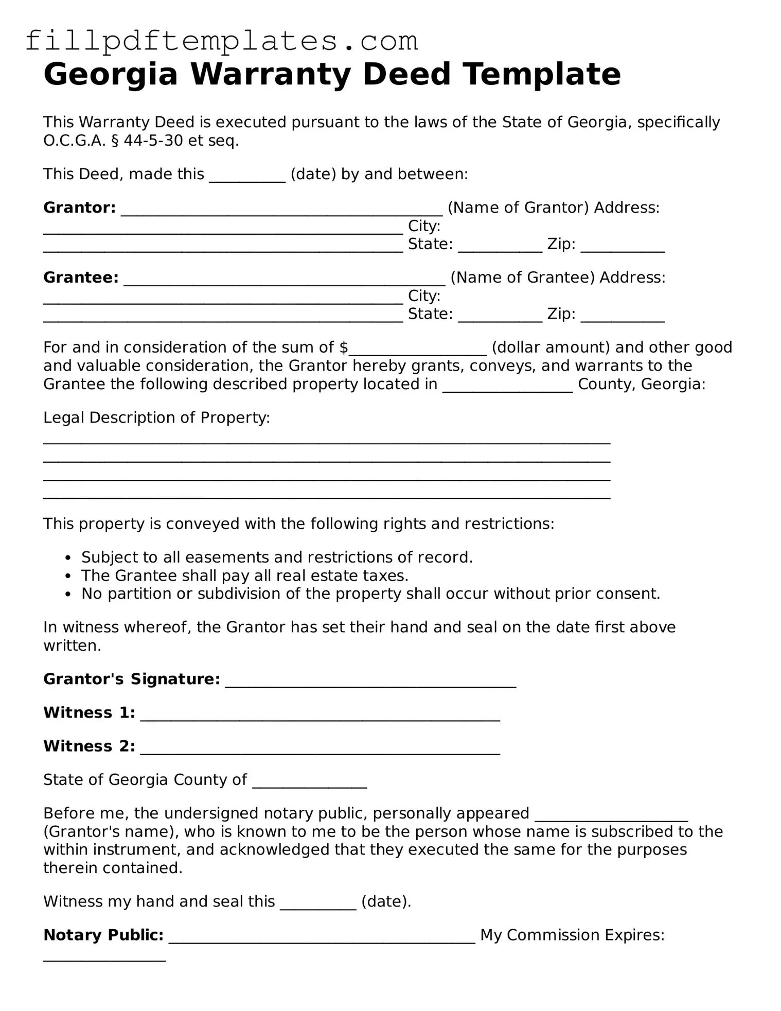 Blank Georgia Deed Form