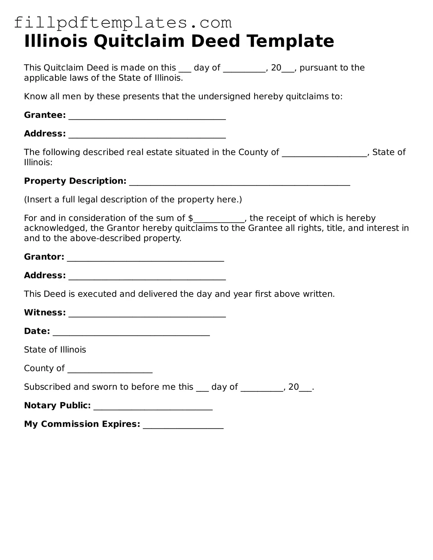 Blank Illinois Quitclaim Deed Form