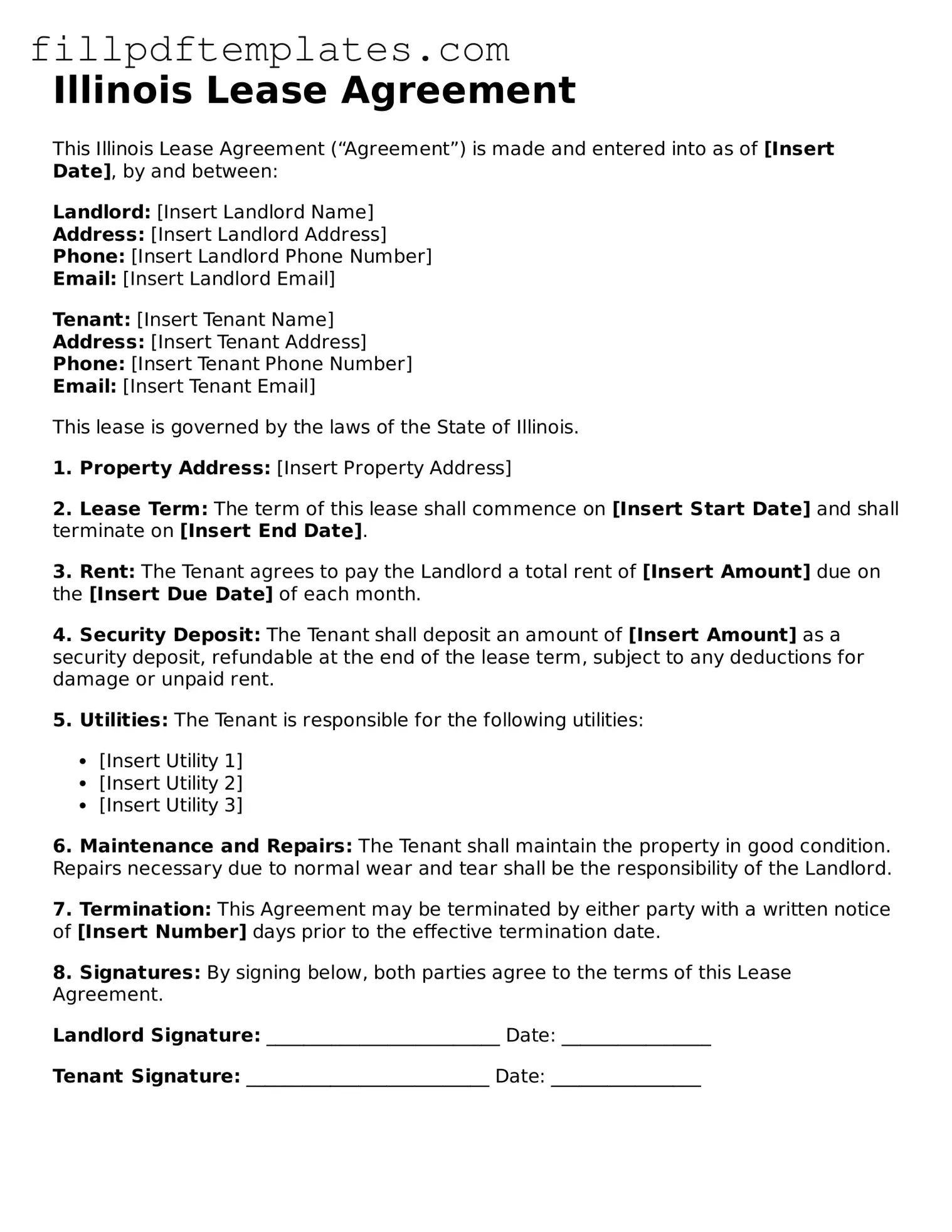 Blank Illinois Lease Agreement Form