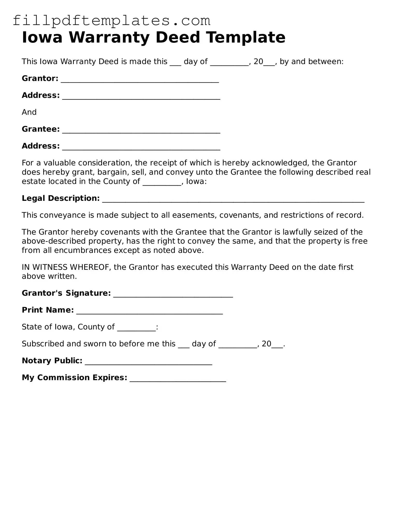 Blank Iowa Deed Form