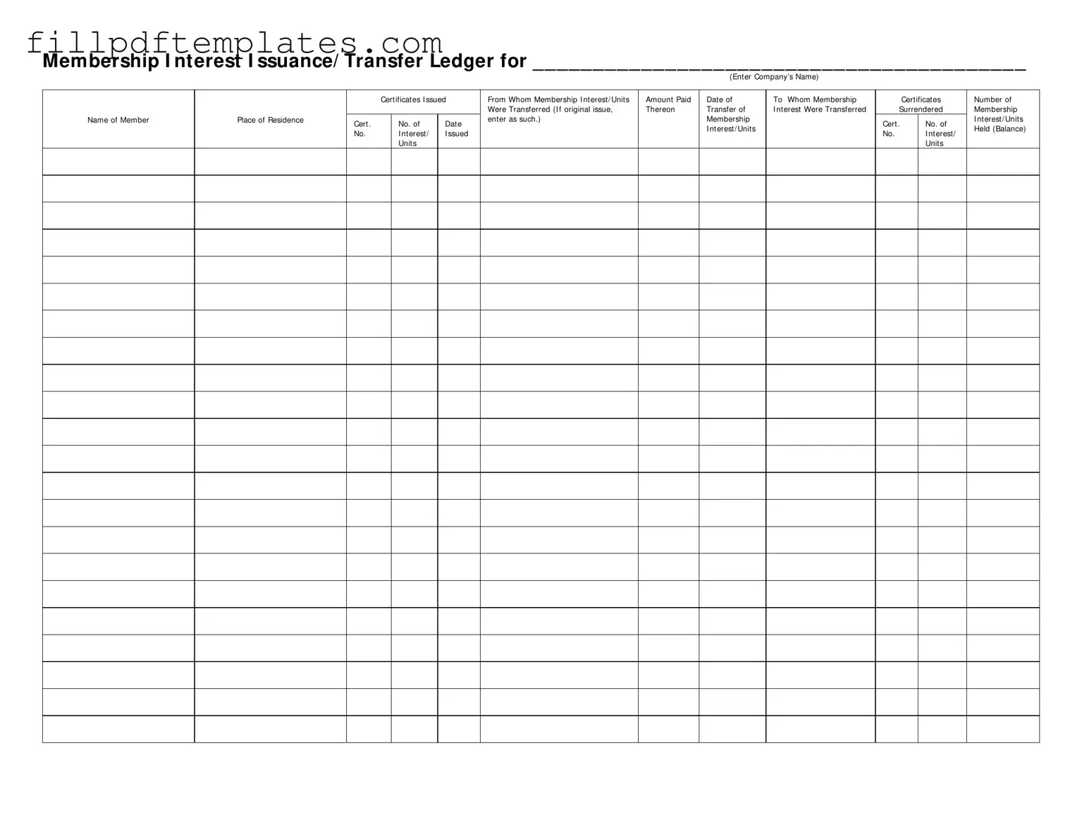 Fill a Valid Membership Ledger Template