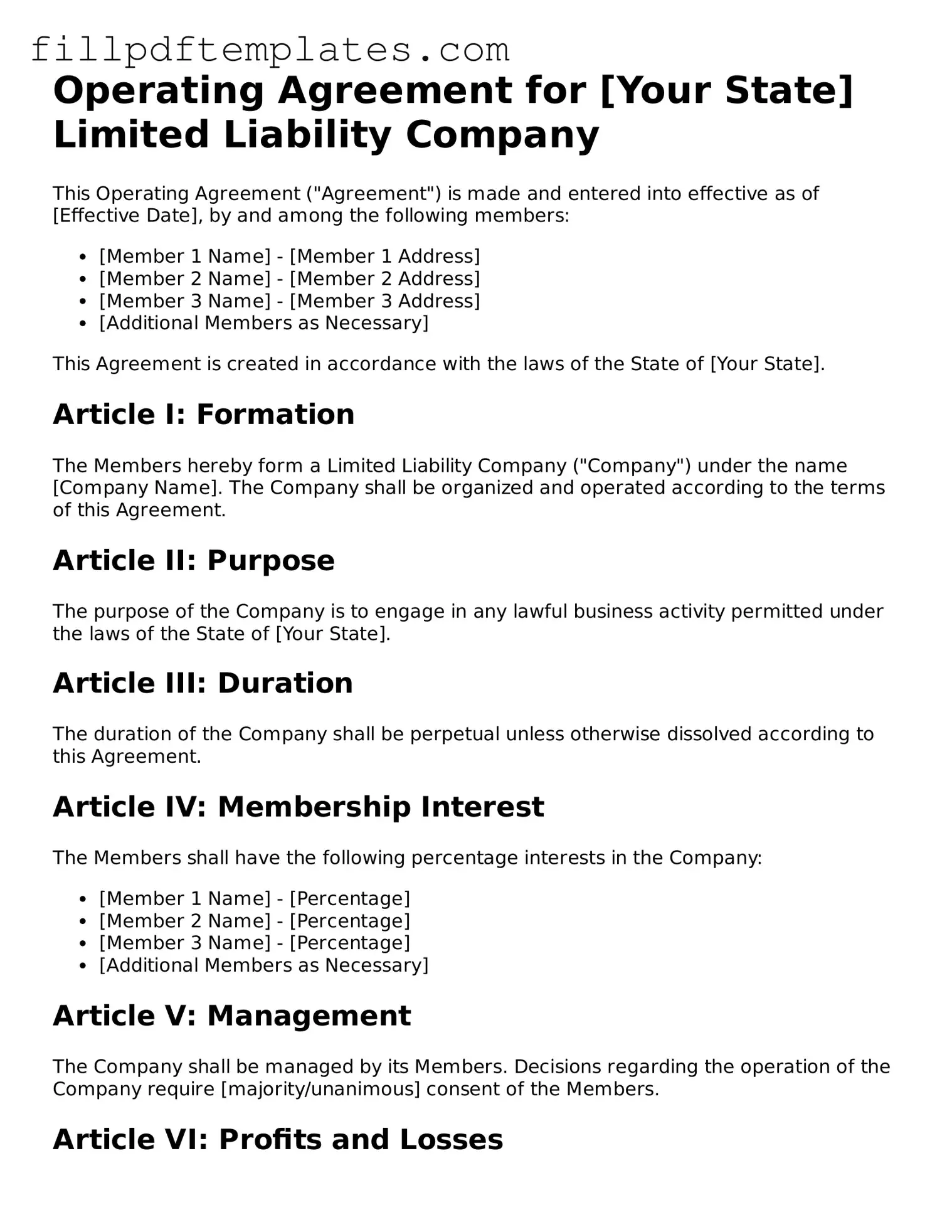 Valid Operating Agreement Form