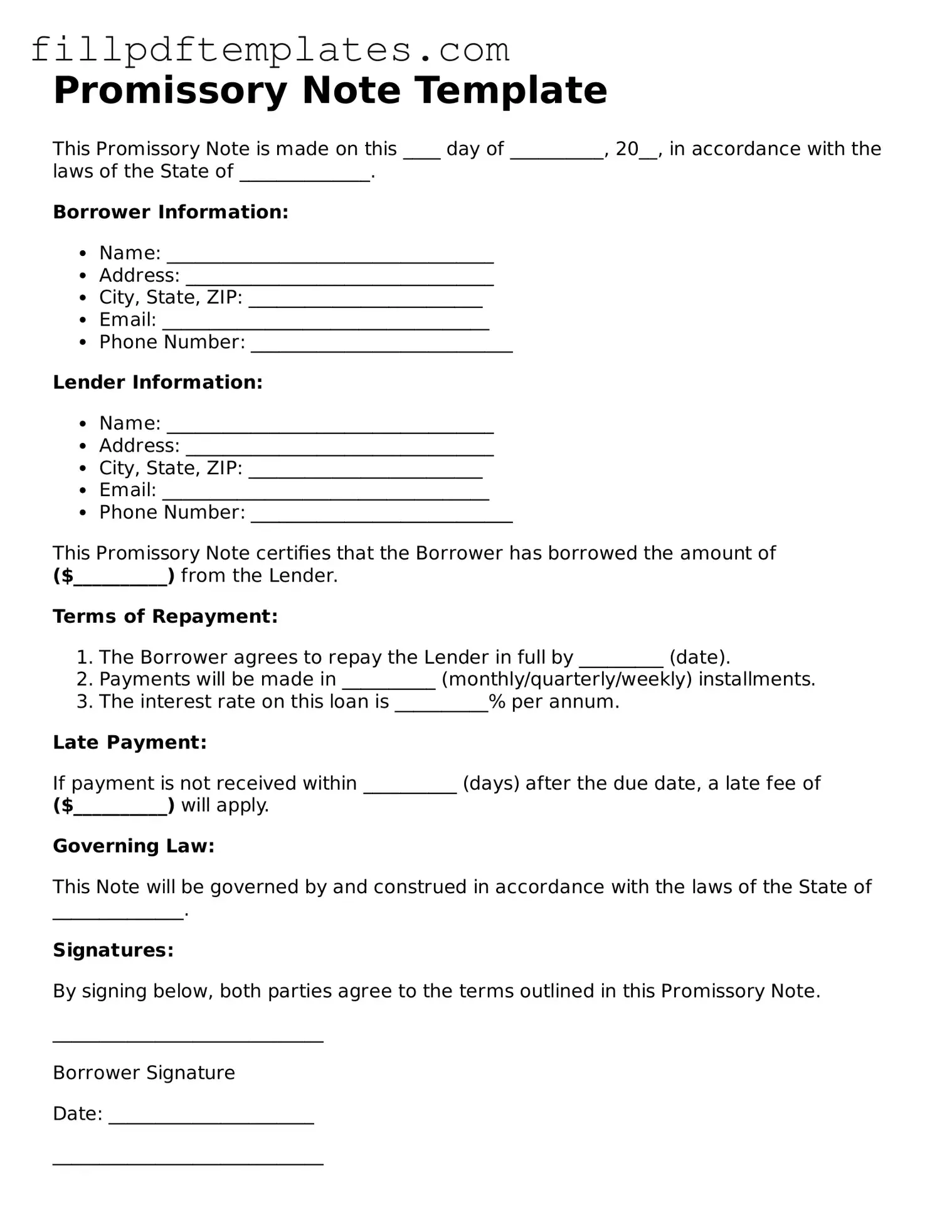 Valid Promissory Note Form