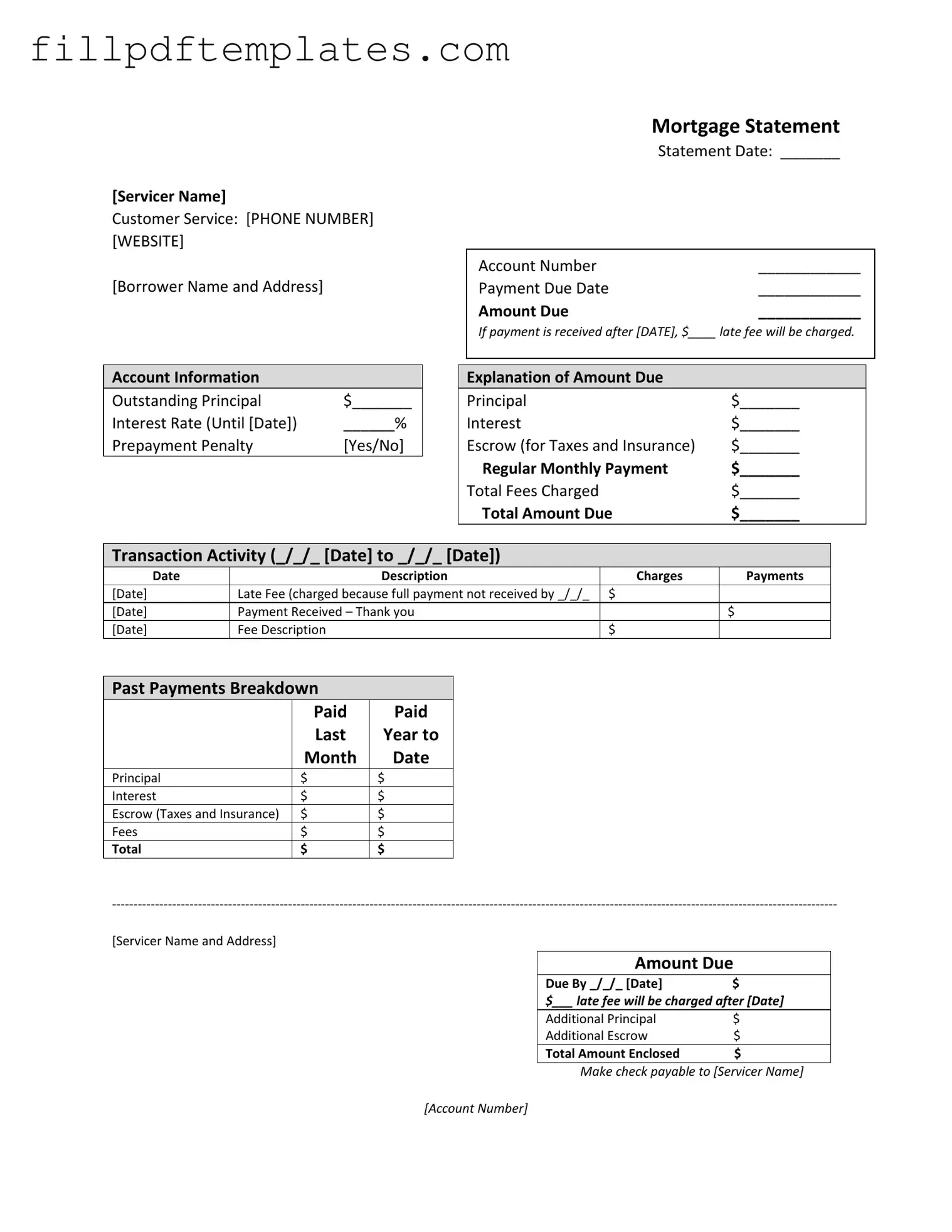 Fill a Valid Mortgage Statement Template