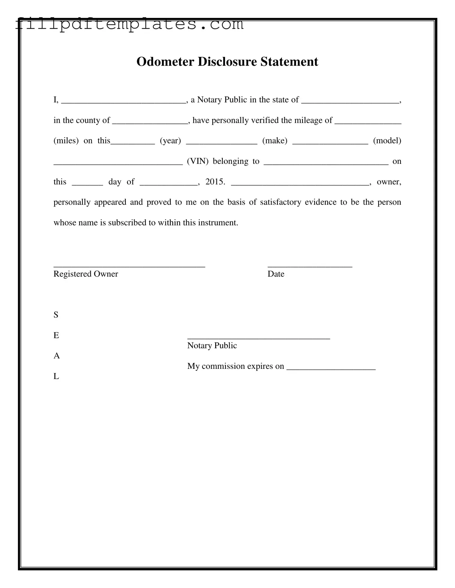 Fill a Valid Notarized Odometer Statement Template