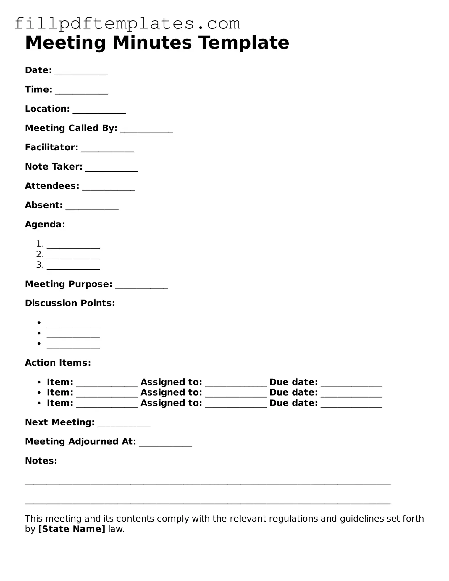 Valid Meeting Minutes Form