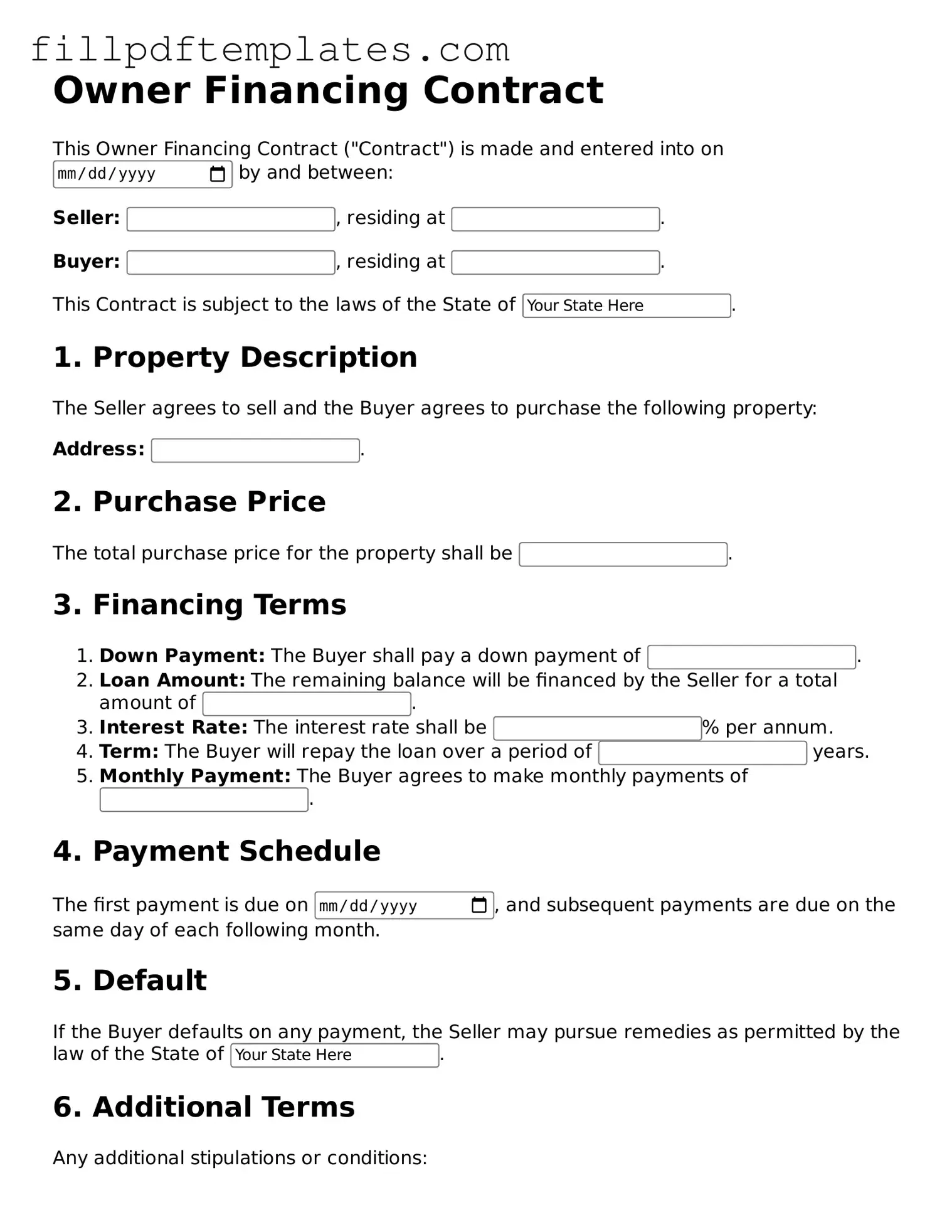 Valid Owner Financing Contract Form
