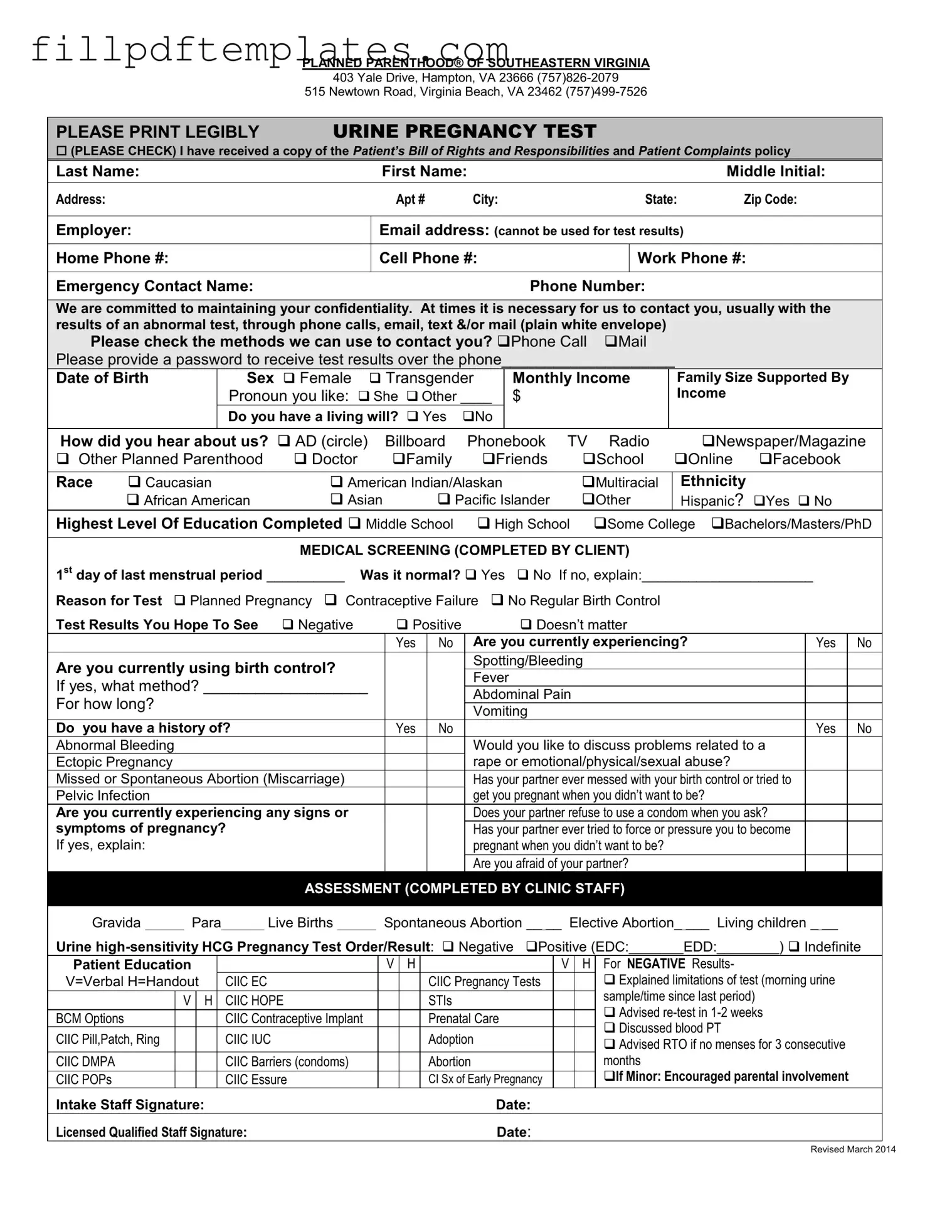 Fill a Valid Planned Parenthood Proof Template