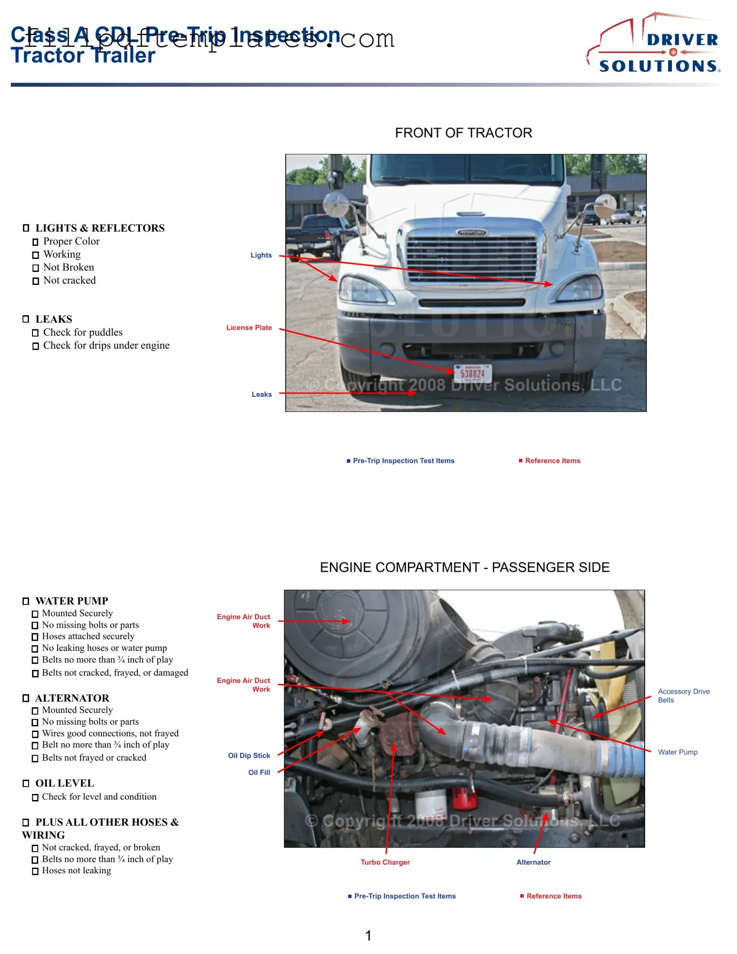 Fill a Valid Pre Trip Inspection Checklist Template