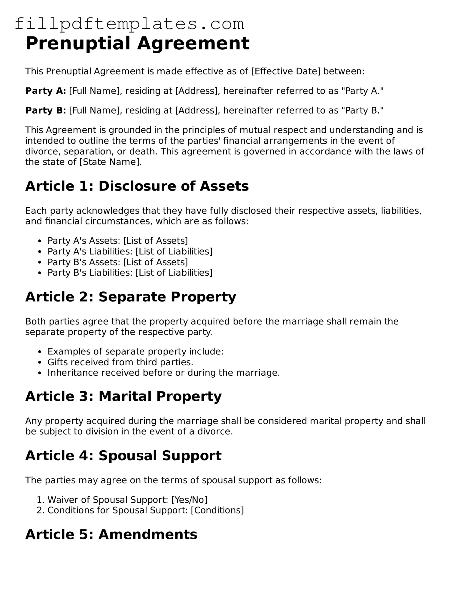 Valid Prenuptial Agreement Form