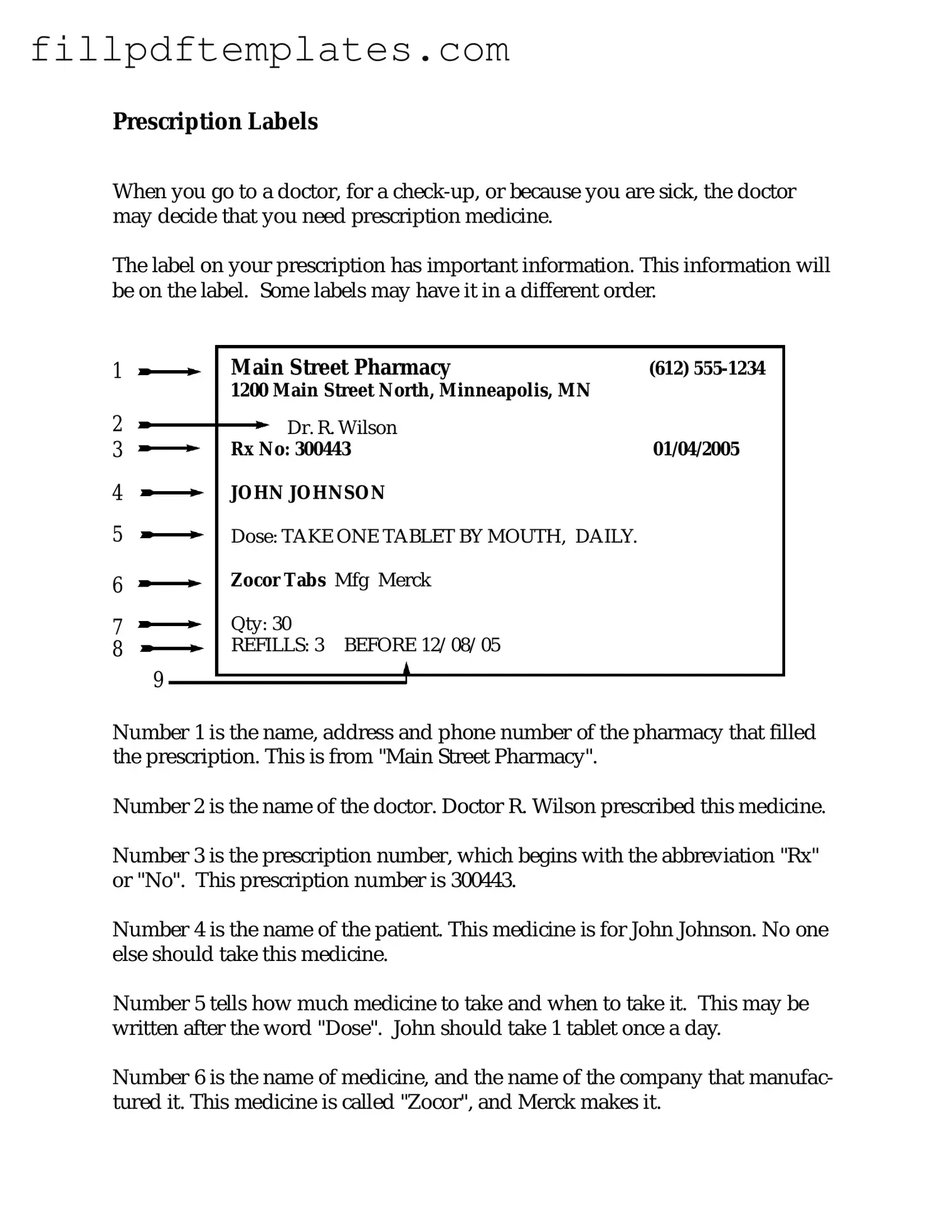 Fill a Valid Prescription Label Template