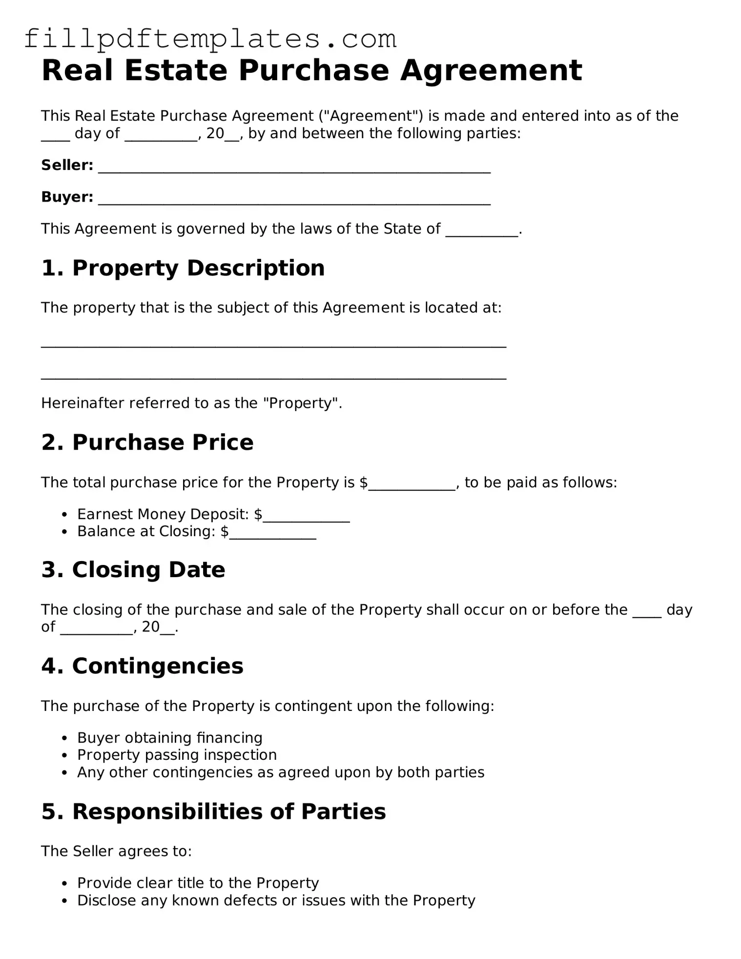 Valid Real Estate Purchase Agreement Form