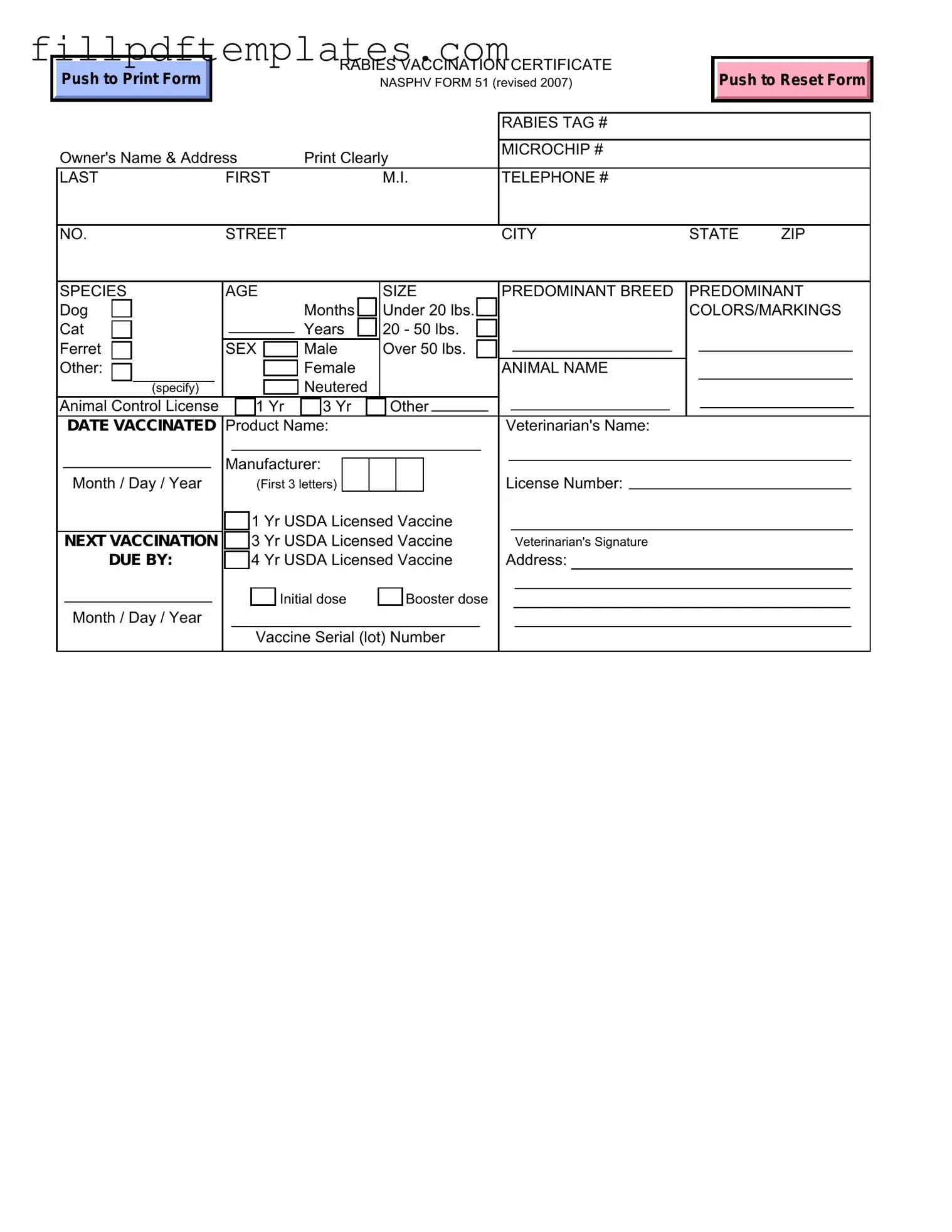 Fill a Valid Rabies Certificate Template