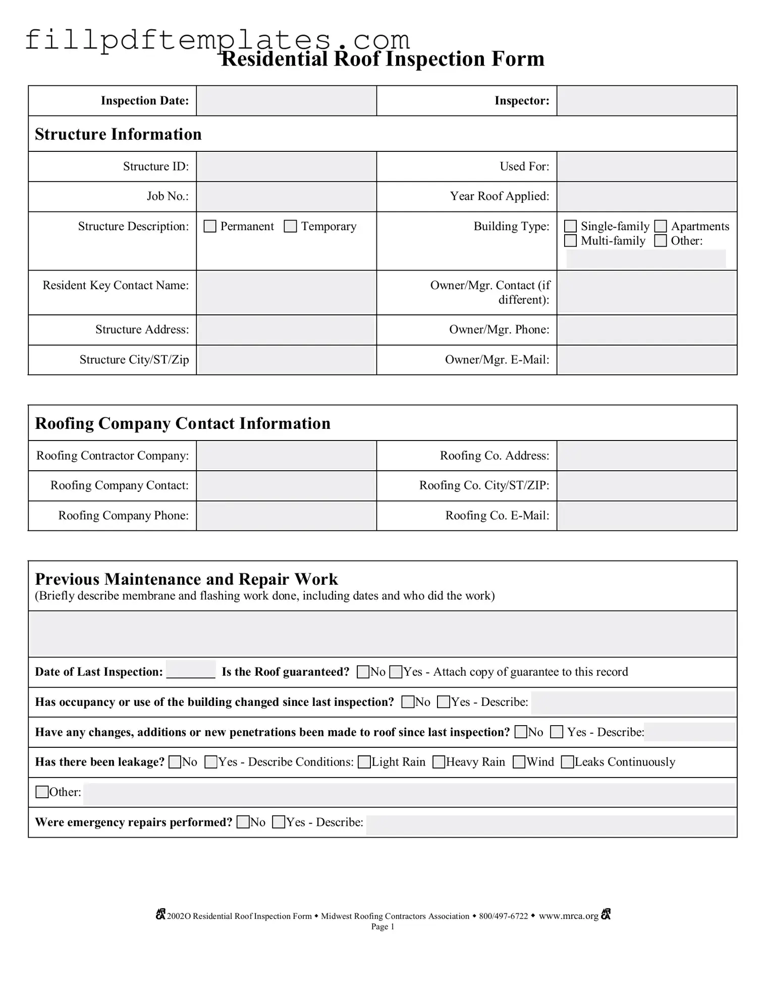 Fill a Valid Roof Inspection Template