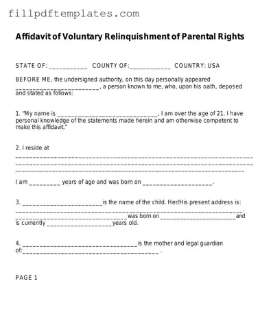 Fill a Valid Affidavit Parental Rights Template