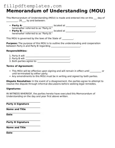 Valid Memorandum of Understanding Form