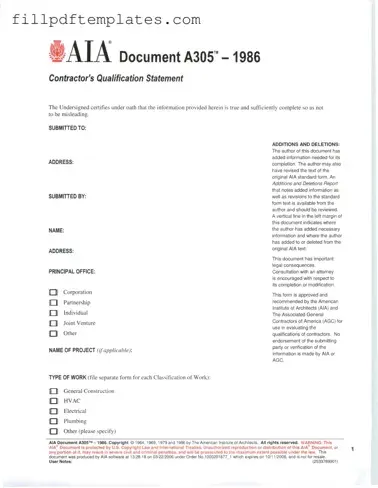 Fill a Valid AIA A305 Template