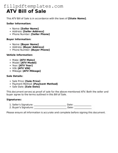 Valid ATV Bill of Sale Form