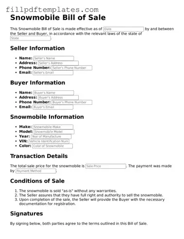 Valid Snowmobile Bill of Sale Form