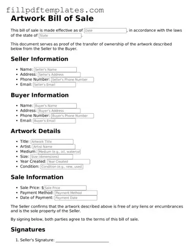 Valid Artwork Bill of Sale Form