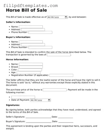 Valid Horse Bill of Sale Form