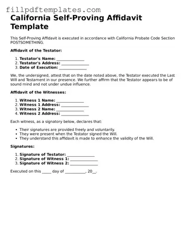 Blank California Self-Proving Affidavit Form