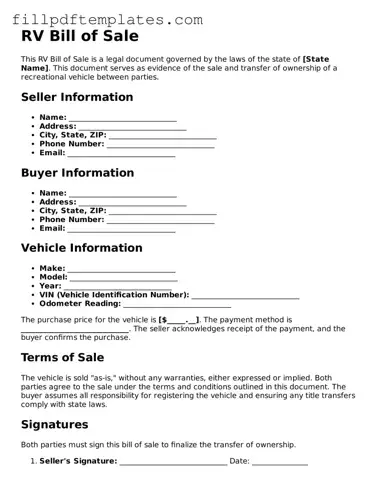 Valid RV Bill of Sale Form