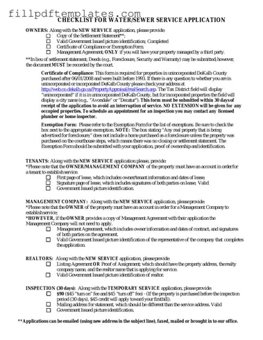 Fill a Valid Dekalb County Water Application Template