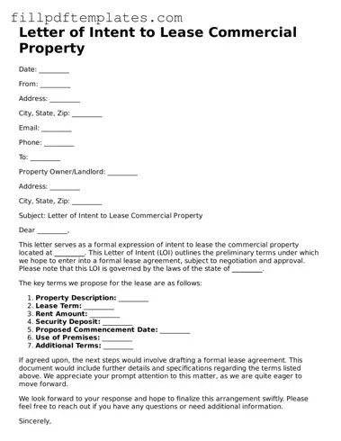 Valid Letter of Intent to Lease Commercial Property Form