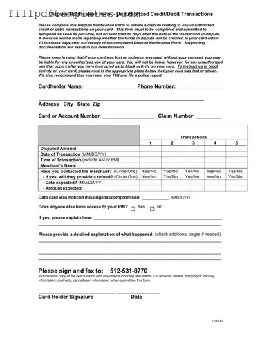 Fill a Valid Netspend Dispute Template