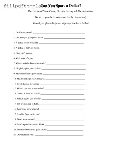 Fill a Valid Donated A Dollar Template