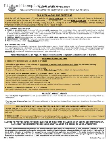 Fill a Valid DS-11 U.S. Passport application Template