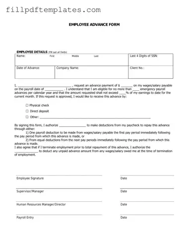 Fill a Valid Employee Advance Template