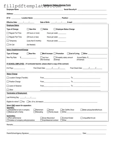 Fill a Valid Employee Status Change Template