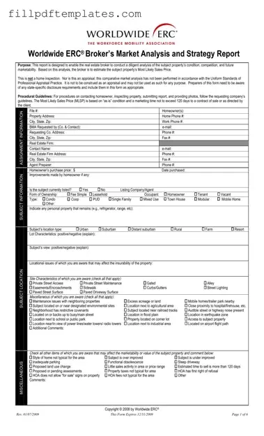 Fill a Valid Erc Broker Market Analysis Template
