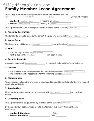Valid Family Member Lease Agreement Form